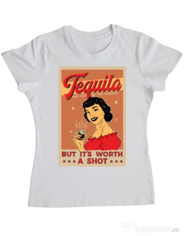 Tricou ADLER dama Worth a shot Alb
