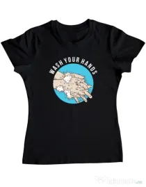 Tricou ADLER dama Wash your hands 2 Negru