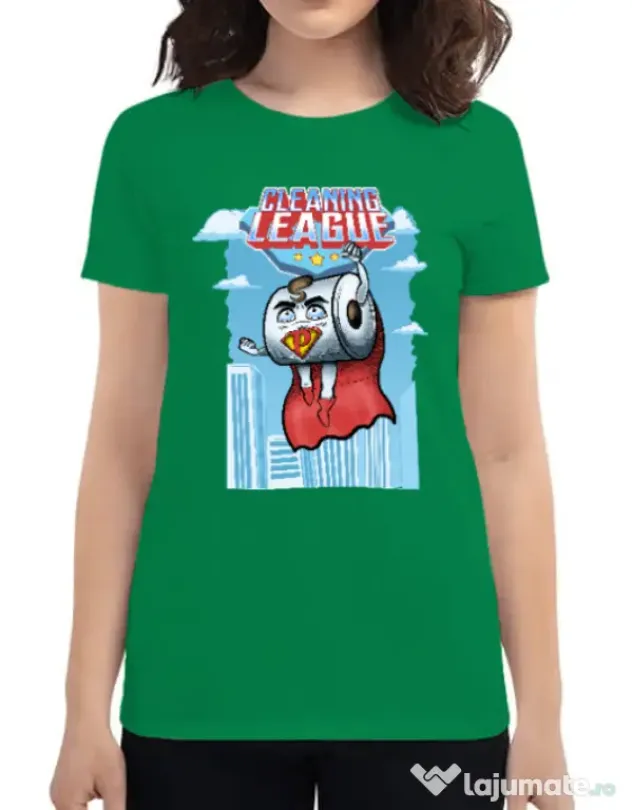 Tricou ADLER dama Cleaning league toilet paper Verde mediu