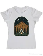 Tricou ADLER dama Camp mountain night Alb