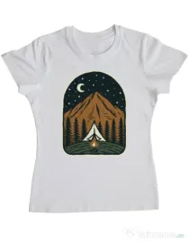 Tricou ADLER dama Camp mountain night Alb