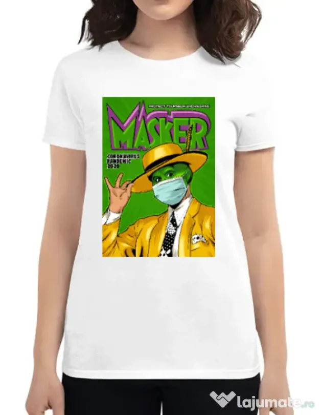 Tricou ADLER dama Masker Alb