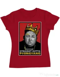 Tricou ADLER dama Straight outta Pyongyang Rosu