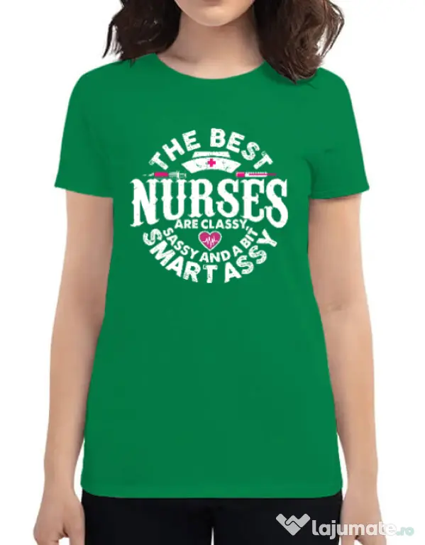 Tricou ADLER dama Best nurses Verde mediu