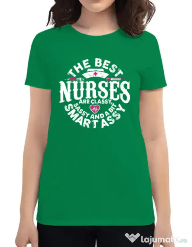 Tricou ADLER dama Best nurses Verde mediu