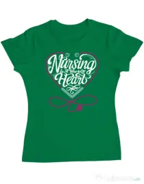Tricou ADLER dama Work of heart Verde mediu