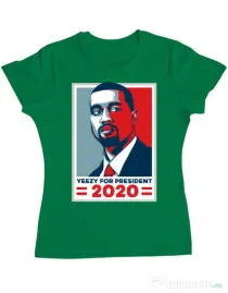 Tricou ADLER dama Yezzy for president Verde mediu