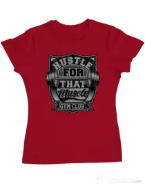 Tricou ADLER dama Hustle for that muscle Rosu