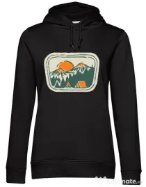 Hoodie dama cu gluga Camping badge Negru
