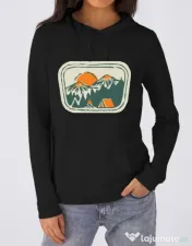 Hoodie dama cu gluga Camping badge Negru 