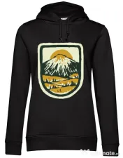 Hoodie dama cu gluga Hand drawn mountains Negru 
