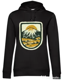 Hoodie dama cu gluga Hand drawn mountains Negru