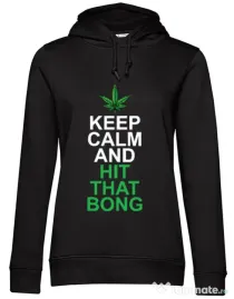 Hoodie dama cu gluga Hit that bong Negru