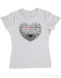 Tricou ADLER dama INIMA DIN PIATRA Alb