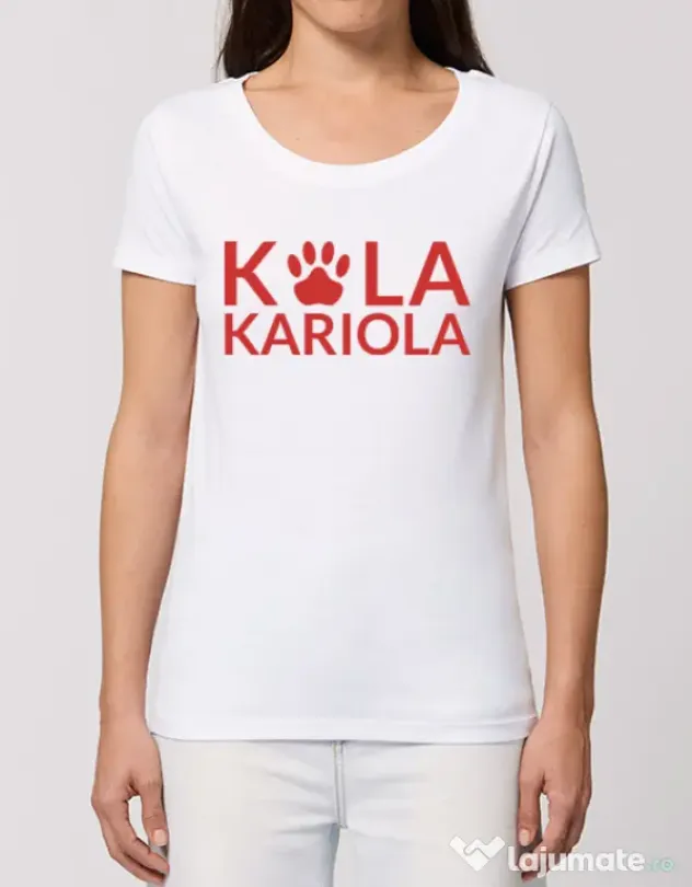 Tricou STANLEY STELLA dama Logo Kola Rosu Alb