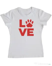 Tricou personalizat dama Love Kola Kariola Rosu Alb