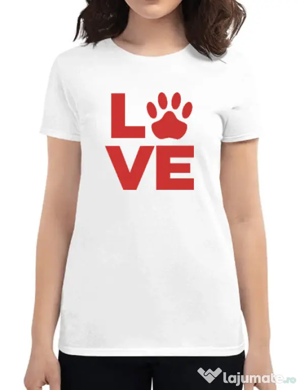Tricou personalizat dama Love Kola Kariola Rosu Alb