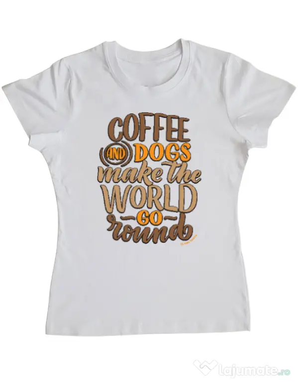 Tricou personalizat dama Coffee and dogs Alb