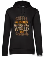 Hanorac dama cu gluga Coffee and dogs Negru