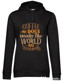 Hanorac dama cu gluga Coffee and dogs Negru