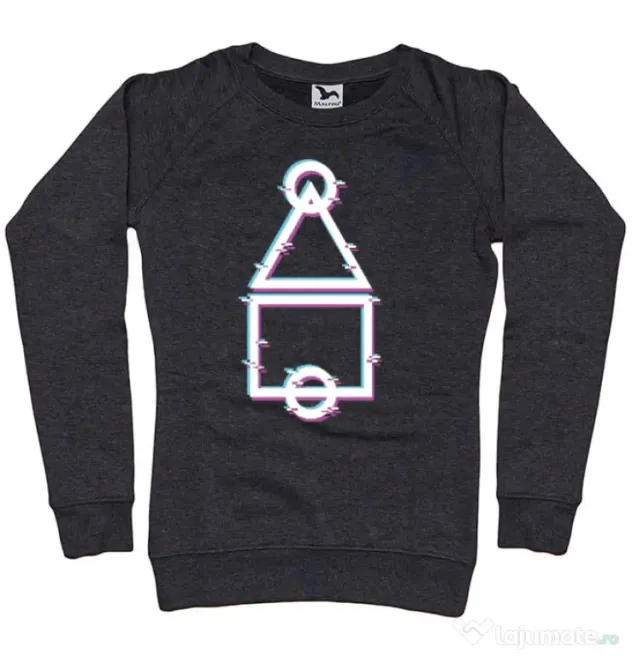 Bluza personalizata dama Glitch Squid Game Negru melanj