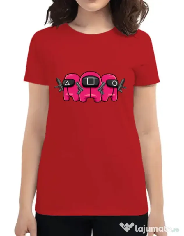 Tricou personalizat dama Squid Squad Rosu