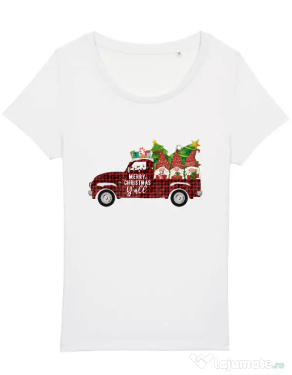 Tricou STANLEY STELLA dama Merry Christmas Alb