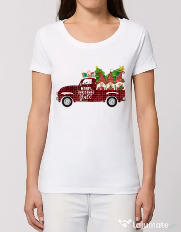 Tricou STANLEY STELLA dama Merry Christmas Alb