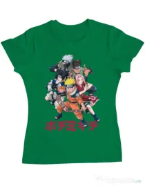 Tricou personalizat dama Naruto Ninja Team Verde mediu