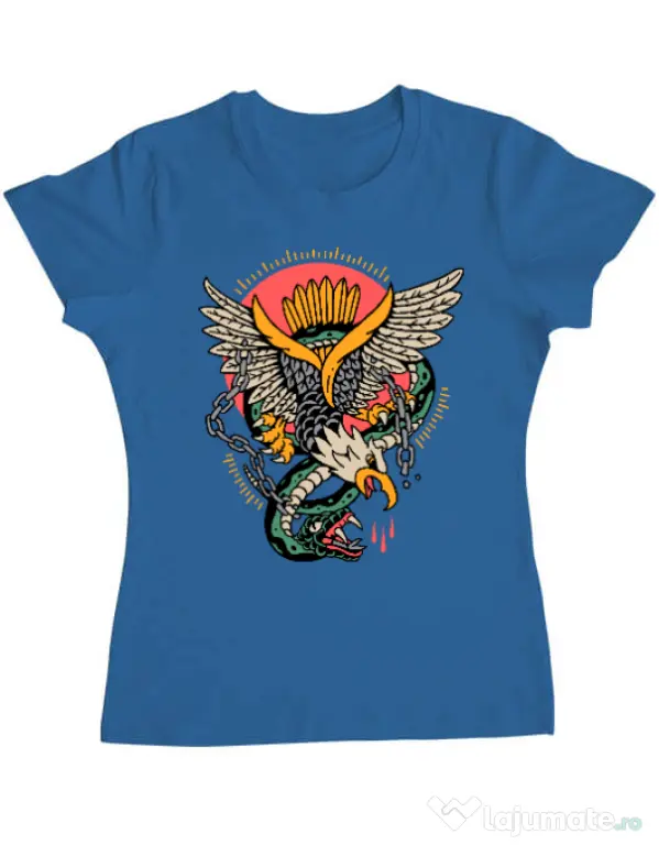 Tricou personalizat dama Tattoo Fighting Albastru azuriu