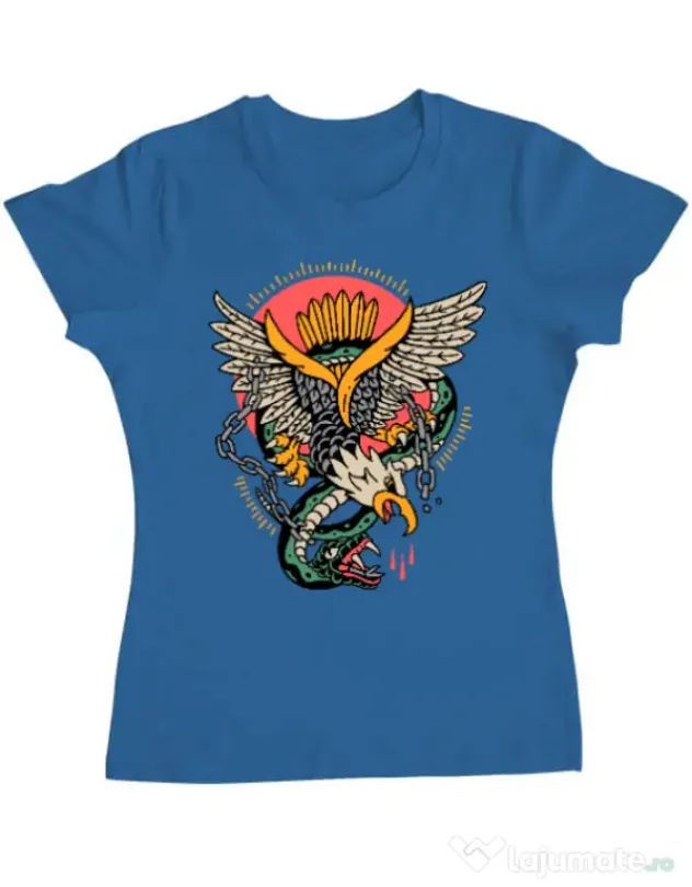 Tricou personalizat dama Tattoo Fighting Albastru azuriu