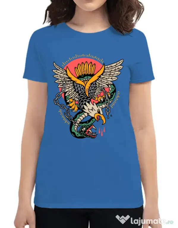 Tricou personalizat dama Tattoo Fighting Albastru azuriu