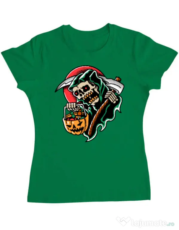 Tricou personalizat dama It's Halloween Time Verde mediu