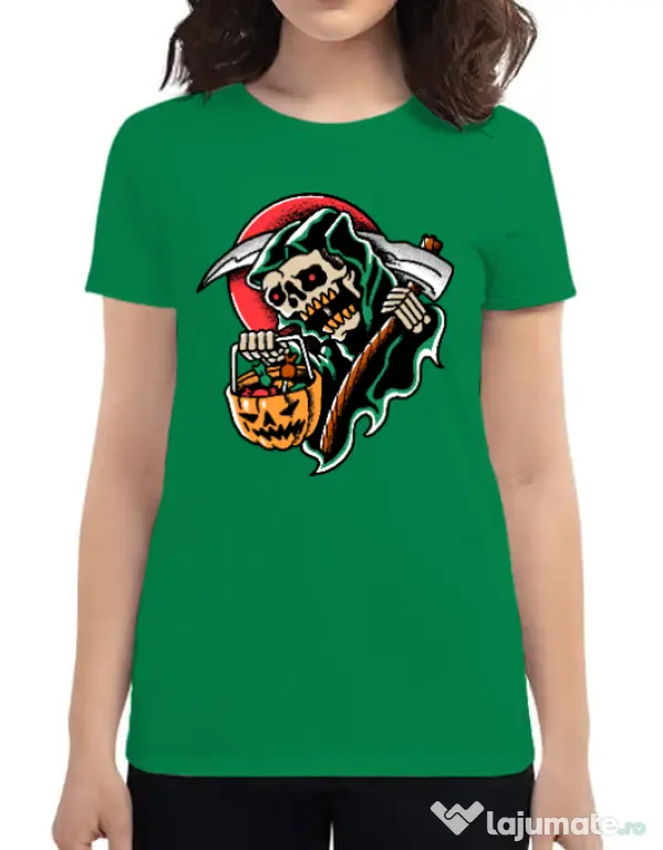 Tricou personalizat dama It's Halloween Time Verde mediu