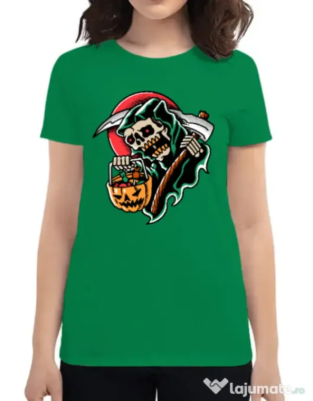 Tricou personalizat dama It's Halloween Time Verde mediu