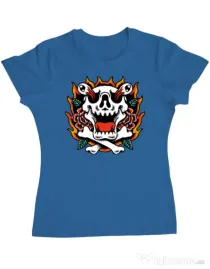 Tricou personalizat dama Death and Flower Albastru azuriu