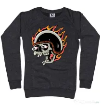 Bluza personalizata dama Skull Biker Negru melanj