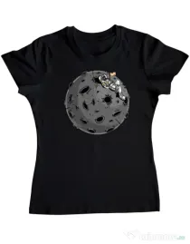 Tricou personalizat dama Chill Astronaut Negru