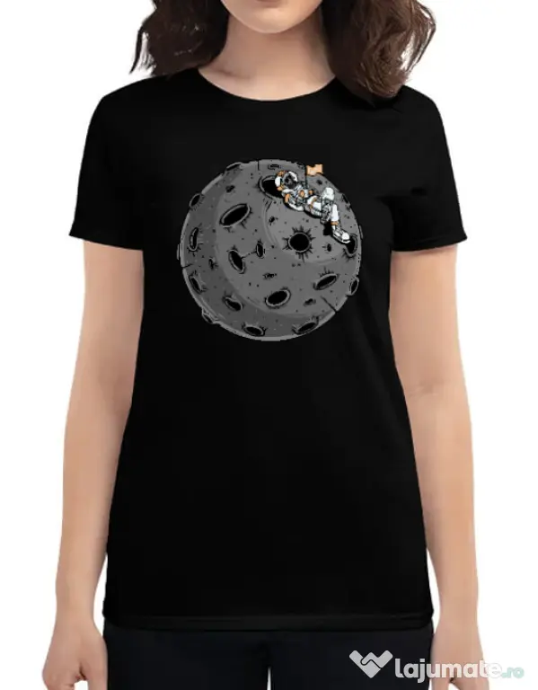Tricou personalizat dama Chill Astronaut Negru