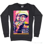 Bluza personalizata dama Miles Davis Negru melanj
