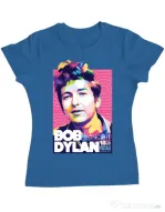Tricou personalizat dama Bob Dylan Albastru azuriu