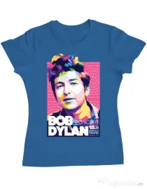 Tricou personalizat dama Bob Dylan Albastru azuriu