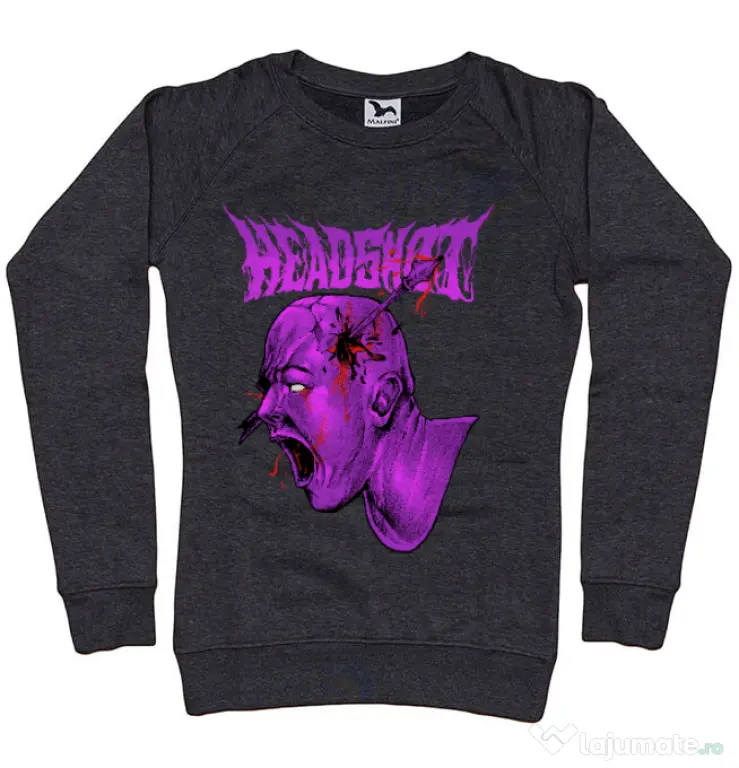 Bluza personalizata dama HEADSHOT Negru melanj
