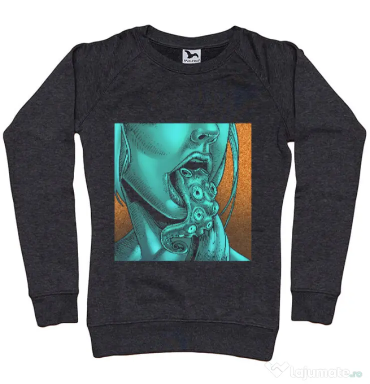 Bluza personalizata dama OCTOLICIOUS Negru melanj