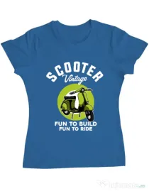 Tricou personalizat dama SCOOTER VINTAGE Albastru azuriu