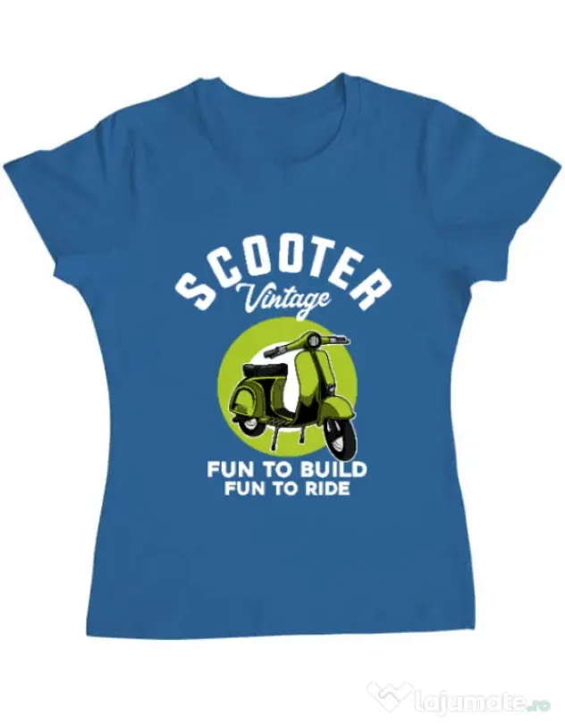 Tricou personalizat dama SCOOTER VINTAGE Albastru azuriu