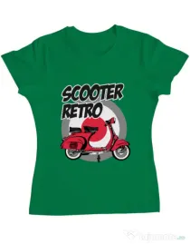 Tricou personalizat dama SCOOTER RETRO RED COLOR Verde mediu
