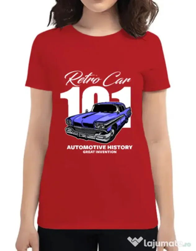 Tricou personalizat dama RETRO CAR 101 Rosu