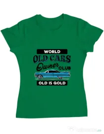 Tricou personalizat dama OLD CARS CLUB Verde mediu