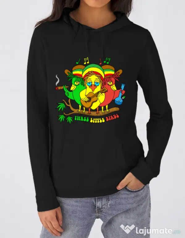 Hanorac dama cu gluga Three Little Birds Negru